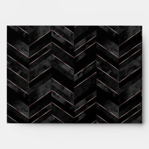 Luxury Black Rose Gold Chevron Invitation Matching Envelope