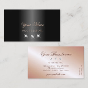 Luxury Black Rose Gold Sparkling Diamonds Stylish Business Card