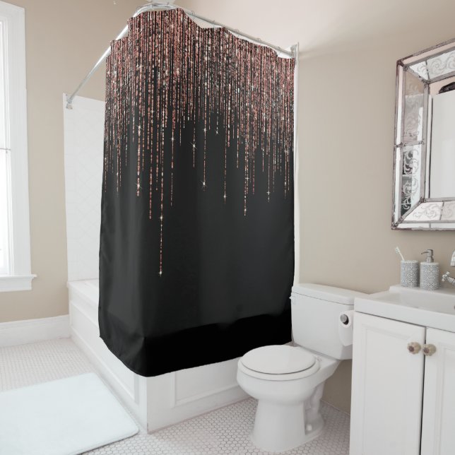 Luxury Black Rose Gold Sparkly Glitter Fringe (In Situ)