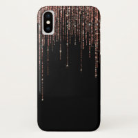 Luxury Black Rose Gold Sparkly Glitter Fringe