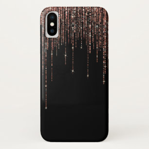 Luxury Black Rose Gold Sparkly Glitter Fringe Case-Mate iPhone Case