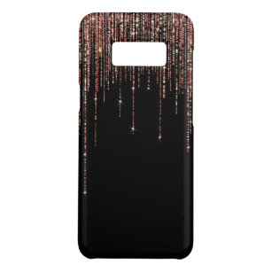 Luxury Black Rose Gold Sparkly Glitter Fringe Case-Mate Samsung Galaxy S8 Case