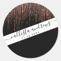 Luxury Black Rose Gold Sparkly Glitter Fringe