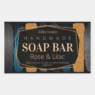 Luxury Black Shimmer Handmade Soap Candle Labels