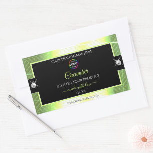 Luxury Black Shiny Light Green Logo Product Label