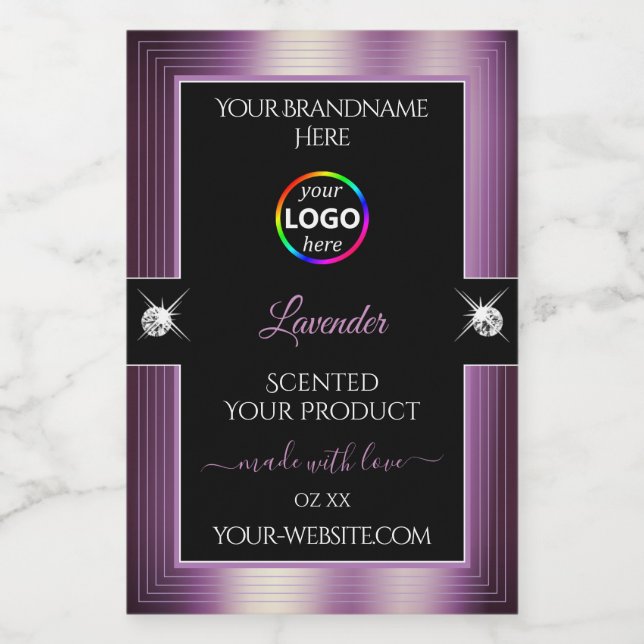 Luxury Black Shiny Purple with Logo Product Label (Single Label)