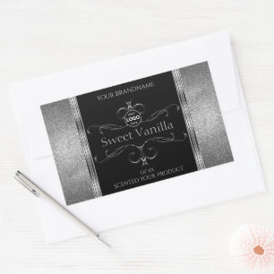 Luxury Black Silver Ornate Product Labels Add Logo