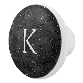 Luxury Black Texture With White Sparkles Ceramic Knob