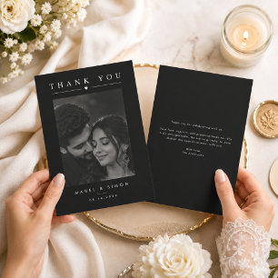 Luxury Black Wedding Thank You Photo Card