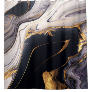 Luxury Black White and Gold Fluid Marble Agate