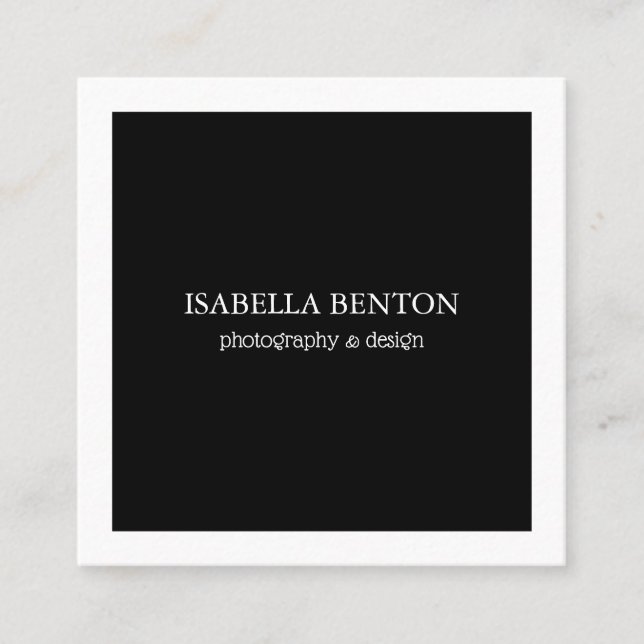 Luxury Black & White Modern Minimalist QR Code Square Business Card (Front)