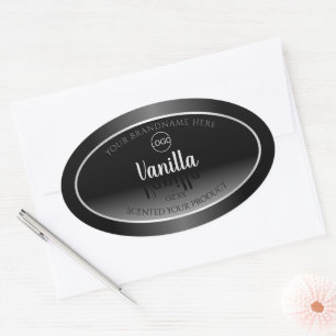 Luxury Black White Product Label Silver Frame Logo