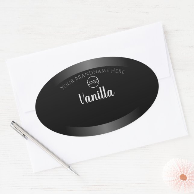 Luxury Black White Product Label Silver Frame Logo (Envelope)