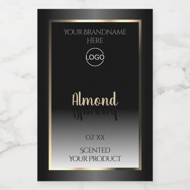 Luxury Black White Product Labels Gold Frame Logo (Single Label)