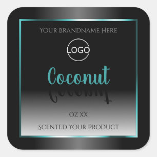 Luxury Black White Product Labels Teal Frame Logo
