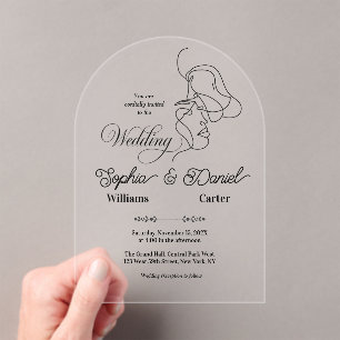 Luxury Black & White Wedding Chic Artistic Couple  Acrylic Invitations