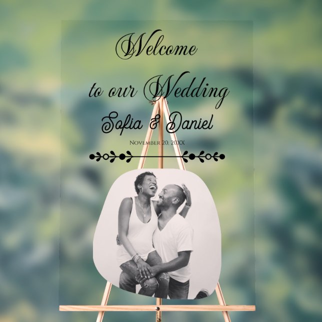 Luxury Black & White Wedding Chic Artistic Couple  Acrylic Sign (Neutral)