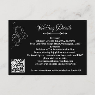 Luxury Black & White Wedding Chic Artistic Couple  Enclosure Card