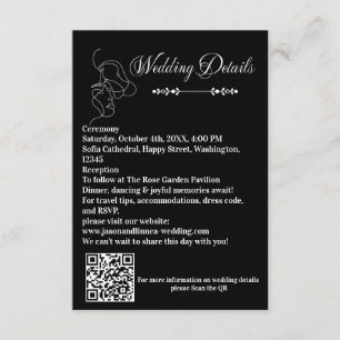 Luxury Black & White Wedding Chic Artistic Couple  Enclosure Card