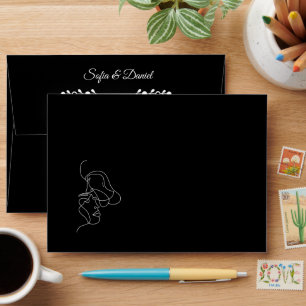 Luxury Black & White Wedding Chic Artistic Couple Envelope