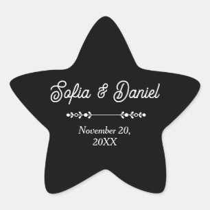 Luxury Black & White Wedding Chic Artistic Couple  Star Sticker
