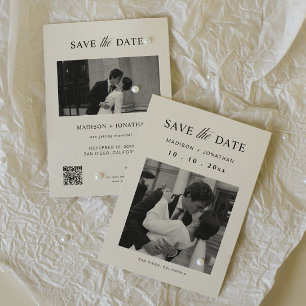 Luxury Black & White Wedding Save The Date Photo  Invitation