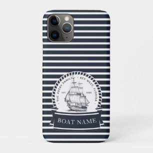 Luxury Blue Boat Family Name iPhone 11 Pro Case