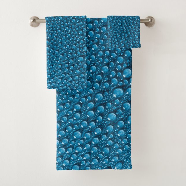Luxury Blue Bubble Drops Bath Towel Set (Insitu)