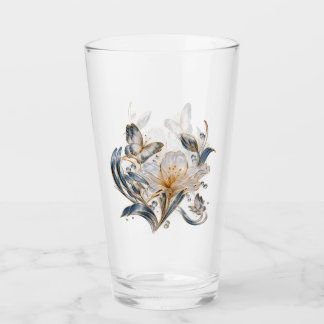 Luxury Blue Butterfly Botanical Glass – Elegant Fl