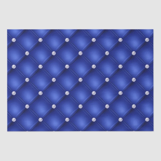 Luxury Blue Diamond Tufted Pattern Tissue Paper (Front)