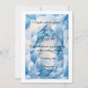 Luxury blue Feather & Diamonds Arch Wedding  Invitation
