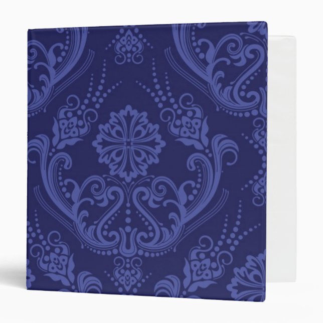 Luxury blue floral damask wallpaper binder (Front/Inside)