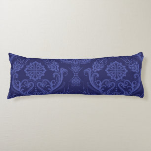 Luxury blue floral damask wallpaper body pillow