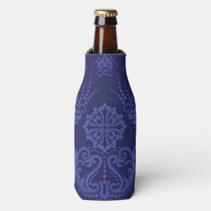 Luxury blue floral damask wallpaper bottle cooler