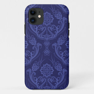 Luxury blue floral damask wallpaper iPhone 11 case