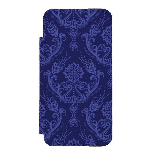 Luxury blue floral damask wallpaper incipio iPhone wallet case (Folio Front)