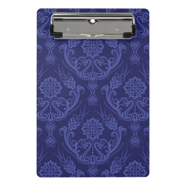 Luxury blue floral damask wallpaper mini clipboard (Front)