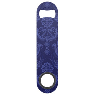 Luxury blue floral damask wallpaper speed bottle opener