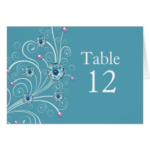 Luxury Blue Flowers Swirls Table card