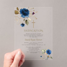 Luxury Blue Gold Flowers Boy Dedication 