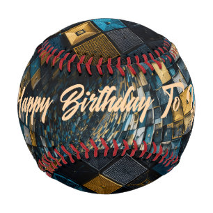 Luxury Blue Gold Geometric Vortex  Baseball