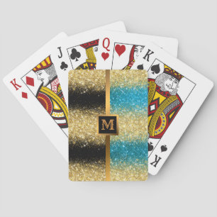 Luxury Blue Gold Glitter Playing Cards