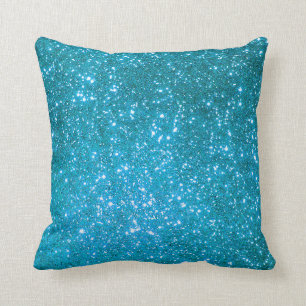 Luxury Blue Gold Glitter Throw Pillow