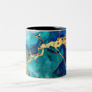 Luxury Blue & Gold Marble Abstract Art Mug