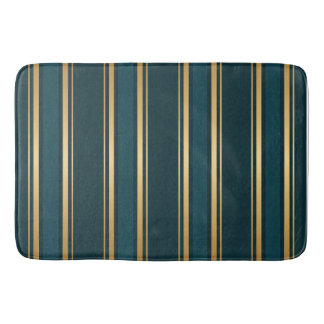 Luxury Blue Green Gold Stripe Gift Wrap Pattern Bath Mat