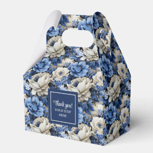 Luxury Blue Ivory Flowers Personalized Favour Box