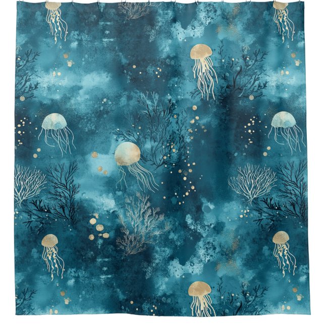 Luxury Blue Jellyfish Coral Ocean Pattern (Front)