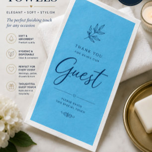 Luxury Blue Personalized Guest Towels Napkin