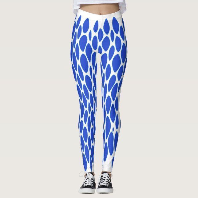 Luxury Blue Python Skin Pattern Leggings (Front)