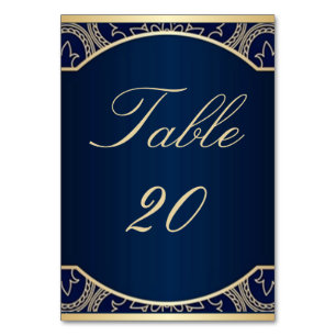 Luxury Blue, Wedding Reception, Navy, Gold, Table Number